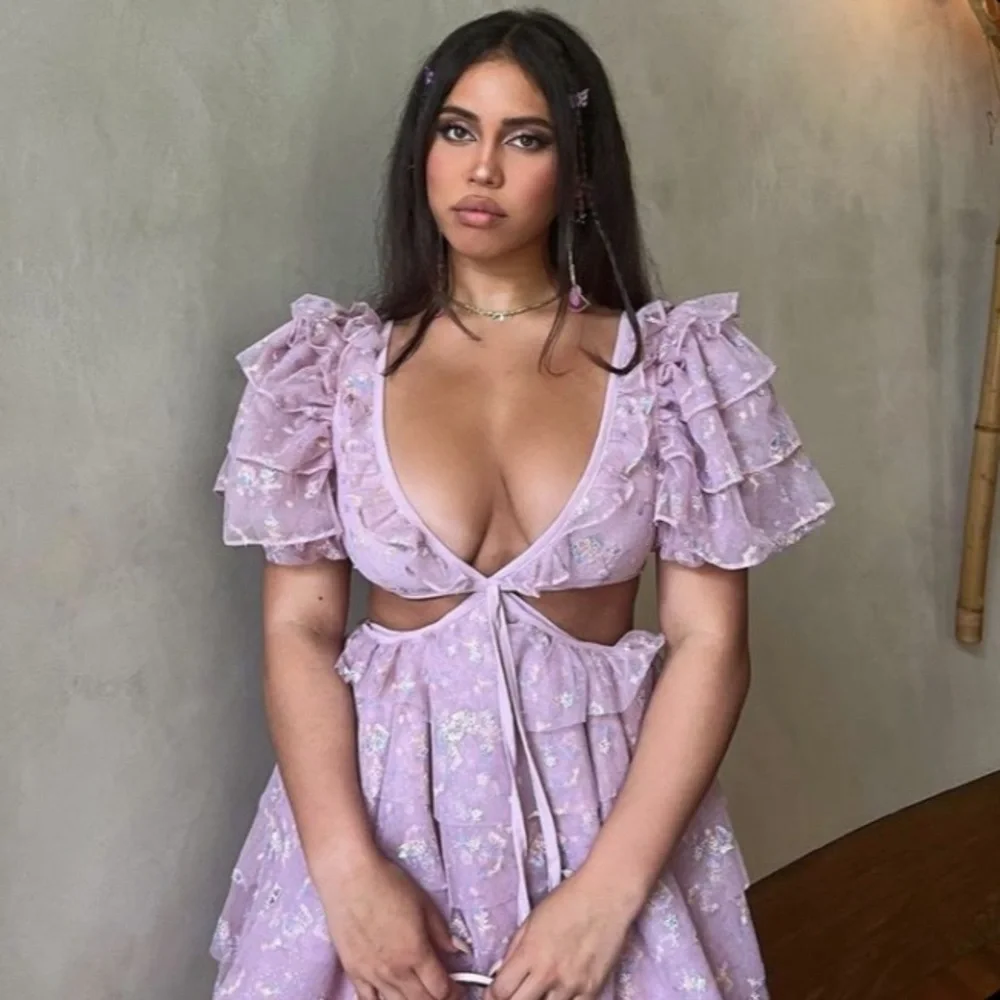 Rare For Love & Lemons Imani Hi-Low Dress in Lilac - Picture 4 of 15